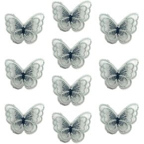 14pcs Butterfly Lace Trim, 3D Double Organza Layers Sequins Patches Fabric Sewing Embroidery, for DIY Hair Clips,Hair Claw,Hair Chain Pin,Curtain Decoration,Cloth Patch,Gift (Assorted Colors)