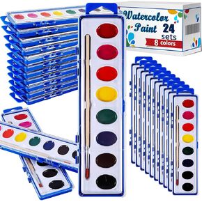 مجموعة ألوان مائية مكونة من 24 قطعة من Loccmat، 8 ألوان قابلة للغسل بألوان مائية للأطفال، مجموعات طلاء ألوان مائية، دهانات ألوان مائية مع فرش طلاء، مجموعة ألوان مائية لحفلات أعياد الميلاد، والأنشطة الفنية in Kuwait