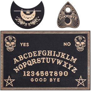 CREATCABIN Wood Spirit Board Pendulum Board Tarot Card Stand Kit Wooden Talking Boards with Planchette Dowsing Divination Hunt Metaphysical Message for Wicca Pagan 11.81x7.87Inch-Butterfly Moon in Kuwait