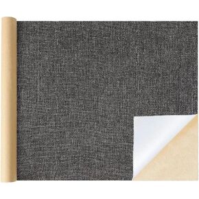Linen Fabric Patches Tape Self Adhesive 17.7x78.7 inch, Durable Fabric Couch Repair Kits for Upholstery, Furniture, Sofa, Car Seats, Office Chair, Clothing, Jackets, Crafts (Orange)
