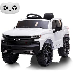 12V Ride on Car with Remote Control, Battery Powered Licensed Chevrolet Silverado GMC Kids Ride On Truck, Toddler Electric Vehicles Toys,Music,FM,Bluetooth, Spring Suspension, LED Light (Black)