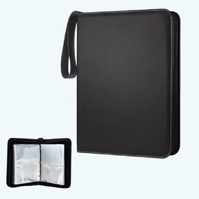 Trading Card Binder for Pokemon, 4-Pocket, 50 Removable Sleeves, 400 Card Capacity, Black
