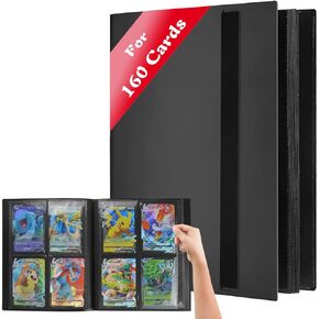 JUSONEY Trading Card Album - 160 Pockets Card Binder 20 Pages Pro 4 Pocket with Waterproof Black Book Cover, Perfect for Collecting Cards for MTG Magic, Match Atta in Kuwait