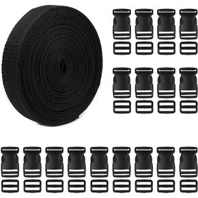 مجموعة أبازيم بلاستيكية مقاس 2.54 سم من Tugaizi تتضمن 20 حزمة من الأبازيم البلاستيكية المسطحة وأبازيم تحرير جانبية و11 ياردة من أشرطة حزام النايلون لصنع حزام الأمتعة بنفسك، وطوق الحيوانات الأليفة، وإصلاح حقيبة الظهر in Kuwait