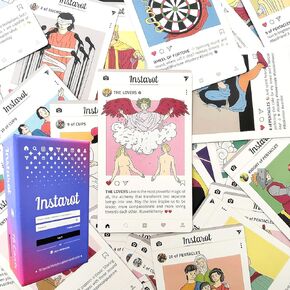Atesswy InsTarot: 78-Card Social Lifestyle Tarot Deck | Sparkling Purple Edges | Standard Size: 4.75" x 2.75" (120mm x 70mm) in Kuwait