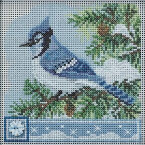 Blue Jay Beaded Counted Cross Stitch Kit Mill Hill Buttons & Beads 2022 Winter Series MH142233, multi in Saudi Arabia