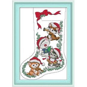 CaptainCrafts New Releases DIY Art Cross Stitch Kits Needlecrafts Patterns and Counted Embroidery Kit Christmas Stocking (Chant, Preprint Stamped 11CT 17.4×24.8 Inch)