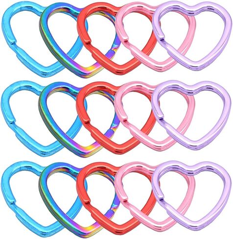 نوين حلقة مفاتيح ملونة على شكل قلب - حلقة قفز بالوان قوس قزح مصنوعة من الجلد لصناعة سلاسل المفاتيح والمجوهرات (قوس قزح (10 قطع))، 30 ملم in Kuwait