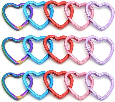 نوين حلقة مفاتيح ملونة على شكل قلب - حلقة قفز بالوان قوس قزح مصنوعة من الجلد لصناعة سلاسل المفاتيح والمجوهرات (قوس قزح (10 قطع))، 30 ملم in Kuwait
