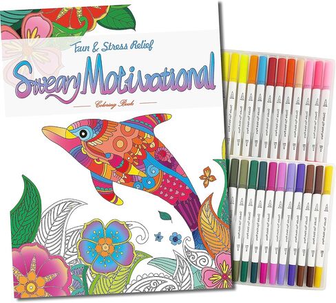 عدد قليل من كتب التلوين لكلمات أقسم لاسترخاء البالغين مع 36 قلم تحديد. كتاب تلوين مضحك للبالغين مع اقتباسات تحفيزية، وتخفيف التوتر والقلق، والتهدئة، والاسترخاء، وهدية لمحبي الشتائم in Kuwait