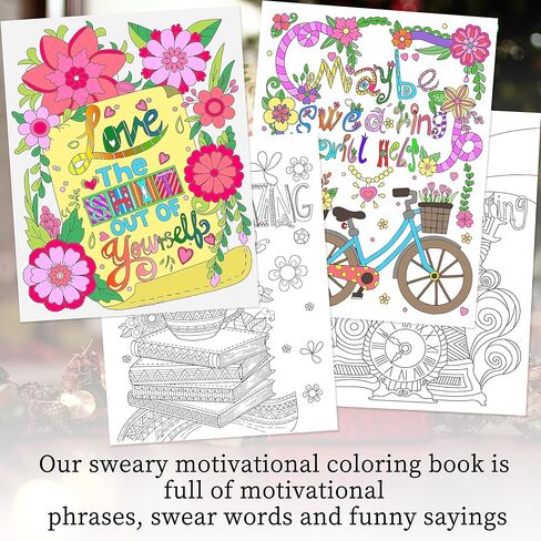 عدد قليل من كتب التلوين لكلمات أقسم لاسترخاء البالغين مع 36 قلم تحديد. كتاب تلوين مضحك للبالغين مع اقتباسات تحفيزية، وتخفيف التوتر والقلق، والتهدئة، والاسترخاء، وهدية لمحبي الشتائم in Kuwait