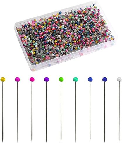 600 قطعة من دبابيس الخياطة الملونة من ccHuDE دبابيس الخياطة المستقيمة دبابيس رأس بلاستيكية دبابيس خياطة اللحف اليدوية مع صندوق شفاف in Kuwait