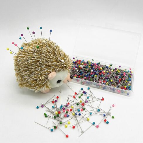 600 قطعة من دبابيس الخياطة الملونة من ccHuDE دبابيس الخياطة المستقيمة دبابيس رأس بلاستيكية دبابيس خياطة اللحف اليدوية مع صندوق شفاف in Kuwait