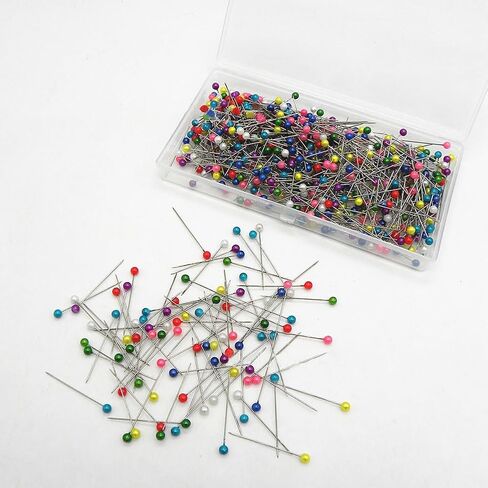 600 قطعة من دبابيس الخياطة الملونة من ccHuDE دبابيس الخياطة المستقيمة دبابيس رأس بلاستيكية دبابيس خياطة اللحف اليدوية مع صندوق شفاف in Kuwait