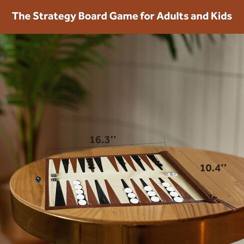 YOBRO Backgammon Sets for Adults, Classic PU Leather Roll-Up Backgammon Board Game Gift, Portable & Lightweight Travel Style for Indoor Outdoor, Funny Family Game in Kuwait