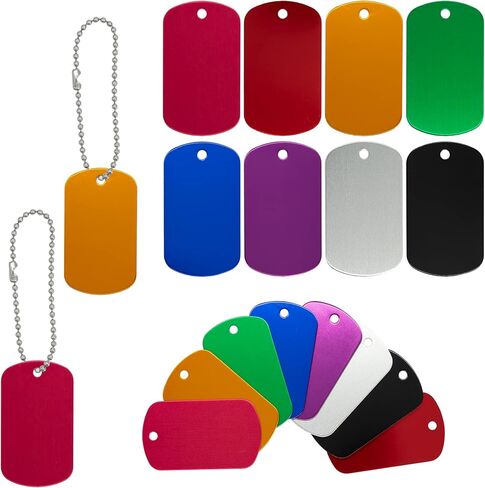 StayMax Aluminum Dog Tag Blank Tags Stamping Blanks Dog Metal Tags Engraving Blanks with Short Ball Chain 25 Set (Black) in Kuwait