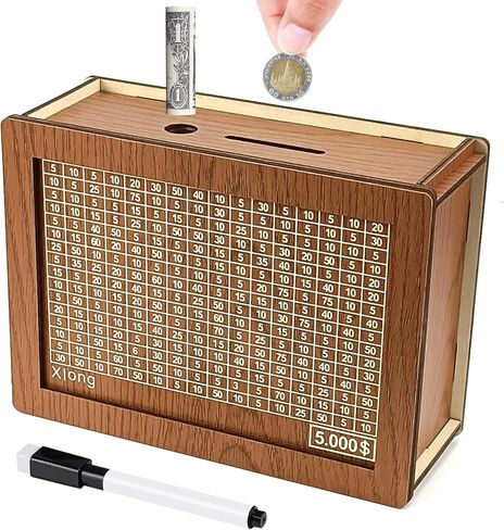 Wooden Adult Piggy Bank,Money Saving Box,Piggy Bank for Adults Kids,Book Shape Piggy Bank with 5000$ Saving Challenge in Kuwait