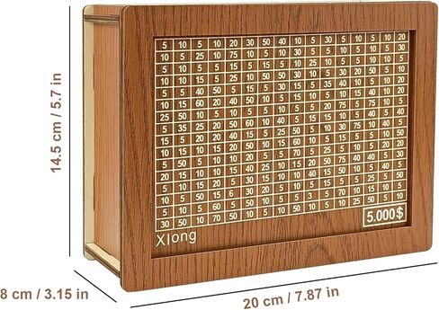 Wooden Adult Piggy Bank,Money Saving Box,Piggy Bank for Adults Kids,Book Shape Piggy Bank with 5000$ Saving Challenge in Kuwait