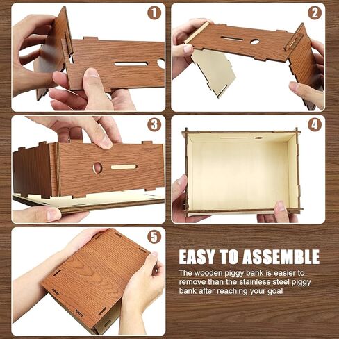 Wooden Adult Piggy Bank,Money Saving Box,Piggy Bank for Adults Kids,Book Shape Piggy Bank with 5000$ Saving Challenge in Kuwait