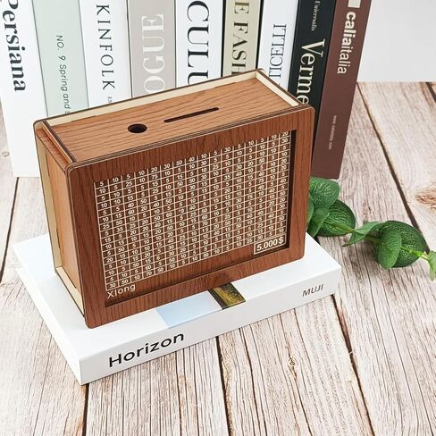 Wooden Adult Piggy Bank,Money Saving Box,Piggy Bank for Adults Kids,Book Shape Piggy Bank with 5000$ Saving Challenge in Kuwait