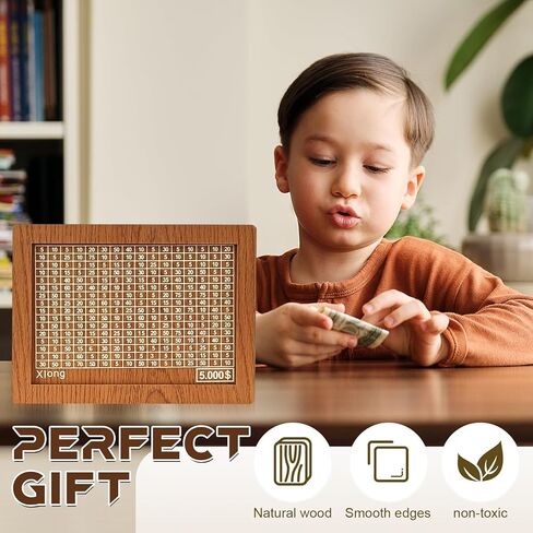 Wooden Adult Piggy Bank,Money Saving Box,Piggy Bank for Adults Kids,Book Shape Piggy Bank with 5000$ Saving Challenge in Kuwait