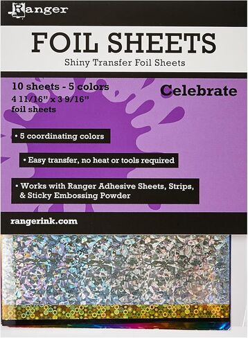 Ranger ISF49371 Celebrate Shiny Transfer Foil Sheets (10 Pack), Multicolor in Saudi Arabia