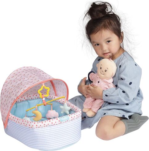 Manhattan Toy Stella Collection Soft Baby Doll Crib with Removable Canopy and Mobile for 12" to 15" Baby Dolls in Saudi Arabia