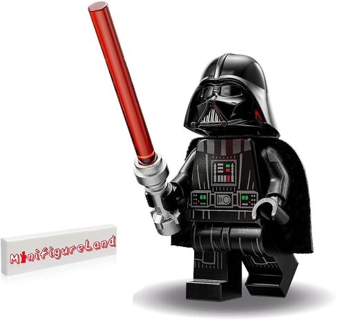 LEGO Star Wars OBI-Wan Kenobi Minifigure - Darth Vader (Printed Arms and Cape) with Red Lightsaber and Minifigureland Tile 75334 in Saudi Arabia