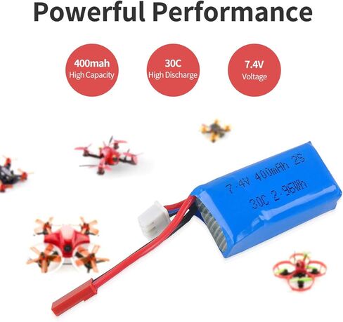 Crazepony 400mAh 2S 7.4V 30C LiPo Battery Pack with JST Plug for Micro FPV Racing Drone Quadcopter in Saudi Arabia