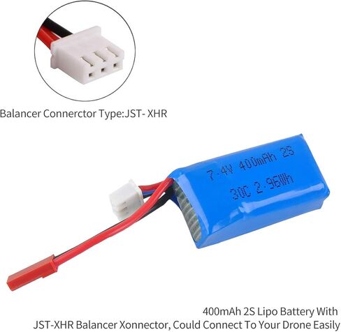 Crazepony 400mAh 2S 7.4V 30C LiPo Battery Pack with JST Plug for Micro FPV Racing Drone Quadcopter in Saudi Arabia