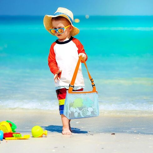 حقيبة شبكية لحمل صدفة الشاطئ، 3 عبوات من ألعاب رمل الشاطئ لحمل الأصداف، ألعاب الشاطئ وإكسسوارات السباحة للأولاد والبنات (وردي/أزرق/أصفر) in Kuwait