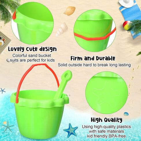 36 Pcs 6'' Sand Buckets and Shovels for Kids Beach Pails Sand Bucket for Toddler Plastic Shovels for Kids Sand Castle Beach Mold Pail Plastic Beach Buckets Shovel Tools, 9 Colors in Saudi Arabia