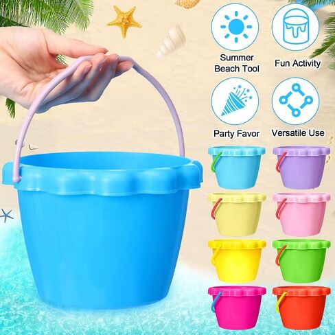 36 Pcs 6'' Sand Buckets and Shovels for Kids Beach Pails Sand Bucket for Toddler Plastic Shovels for Kids Sand Castle Beach Mold Pail Plastic Beach Buckets Shovel Tools, 9 Colors in Saudi Arabia