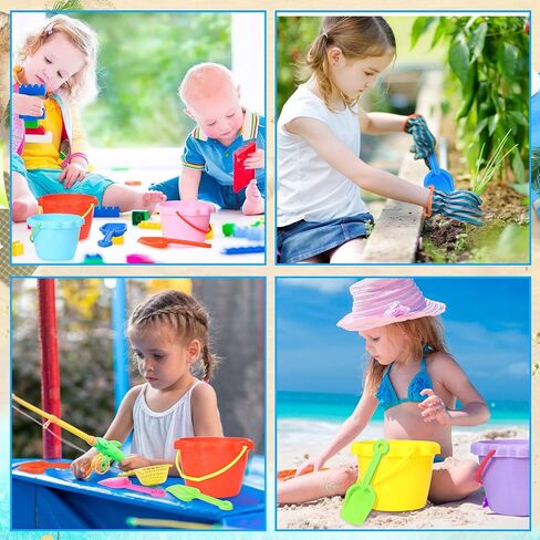 36 Pcs 6'' Sand Buckets and Shovels for Kids Beach Pails Sand Bucket for Toddler Plastic Shovels for Kids Sand Castle Beach Mold Pail Plastic Beach Buckets Shovel Tools, 9 Colors in Saudi Arabia
