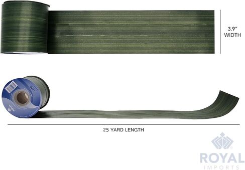 شريط زهور من Royal Imports Green Ti Leaf، شريط عريض من البوليستر الصناعي المقاوم للماء مقاس 4 بوصات (#100) للداخل والخارج، غلاف لبائع الزهور، وباقة الزفاف، والفنون والحرف اليدوية، لفة 50 ياردة (150 قدمًا) in Saudi Arabia