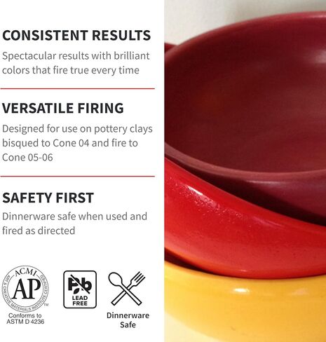 حزمة مدرسية Speedball 004051 Earthenware من Glaze، عبوة من 6 قطع، 473 جم، متعددة الألوان in Saudi Arabia