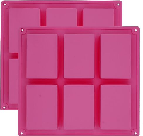 قوالب صابون مستطيلة الشكل مكونة من قطعتين، 6 تجاويف من السيليكون، قوالب لصنع الصابون والشوكولاتة والتيراميسو in Kuwait