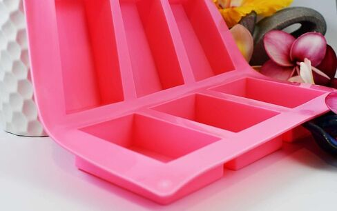 قوالب صابون مستطيلة الشكل مكونة من قطعتين، 6 تجاويف من السيليكون، قوالب لصنع الصابون والشوكولاتة والتيراميسو in Kuwait