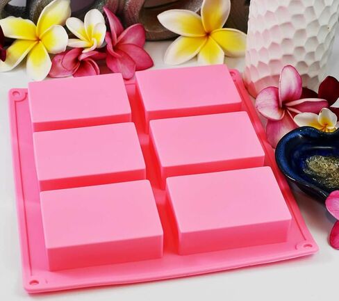 قوالب صابون مستطيلة الشكل مكونة من قطعتين، 6 تجاويف من السيليكون، قوالب لصنع الصابون والشوكولاتة والتيراميسو in Kuwait