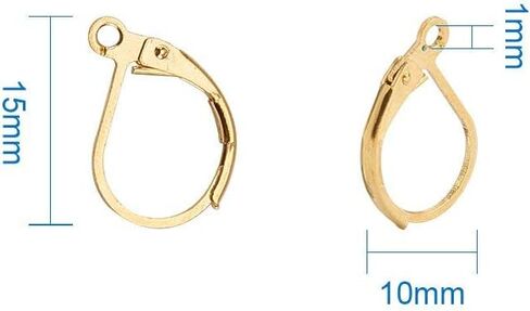 PH PandaHall 120 قطعة من القرط النحاسي الخلفي خطاف فرنسي سلك الأذن حلقة مفتوحة 15X10mm لصنع المجوهرات 3 ألوان in Kuwait
