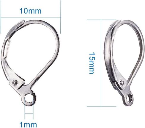 PH PandaHall 120 قطعة من القرط النحاسي الخلفي خطاف فرنسي سلك الأذن حلقة مفتوحة 15X10mm لصنع المجوهرات 3 ألوان in Kuwait