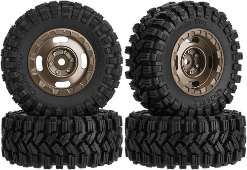 AIYIHOBBY عجلة وإطارات ألومنيوم 1.2 62 * 24 مم إطارات مطاطية ناعمة لزجة لـ 1/18 1/24 محوري SCX24 TRX4M FCX24 RC ملحقات ترقية السيارة الزاحفة (أسود) in Kuwait