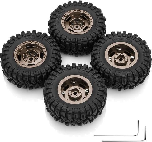 AIYIHOBBY عجلة وإطارات ألومنيوم 1.2 62 * 24 مم إطارات مطاطية ناعمة لزجة لـ 1/18 1/24 محوري SCX24 TRX4M FCX24 RC ملحقات ترقية السيارة الزاحفة (أسود) in Kuwait