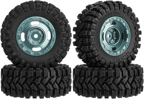 AIYIHOBBY عجلة وإطارات ألومنيوم 1.2 62 * 24 مم إطارات مطاطية ناعمة لزجة لـ 1/18 1/24 محوري SCX24 TRX4M FCX24 RC ملحقات ترقية السيارة الزاحفة (أسود) in Kuwait