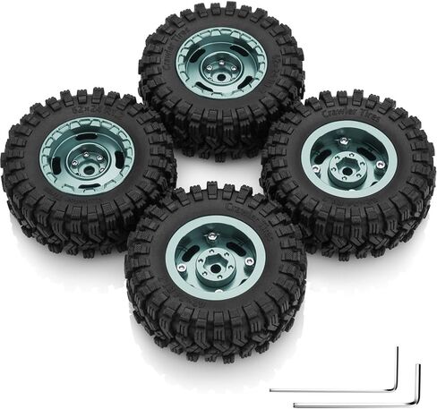AIYIHOBBY عجلة وإطارات ألومنيوم 1.2 62 * 24 مم إطارات مطاطية ناعمة لزجة لـ 1/18 1/24 محوري SCX24 TRX4M FCX24 RC ملحقات ترقية السيارة الزاحفة (أسود) in Kuwait