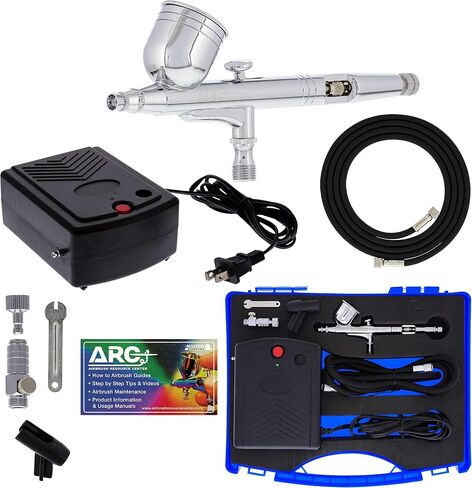 Master Airbrush Airbrushing System Kit with a G23 Multi-Purpose Gravity Feed Dual-Action Airbrush with 1/3oz. Cup and 0.3mm Tip, Mini Air Compressor, Hose, Storage Case, How-to-Airbrush ARC Link Card in Saudi Arabia