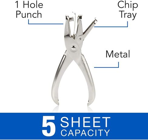 Swingline 1 Hole Punch, Hole Puncher, 5 Sheet Punch Capacity, Classic, Chrome, 2-Pack (74005) in Saudi Arabia