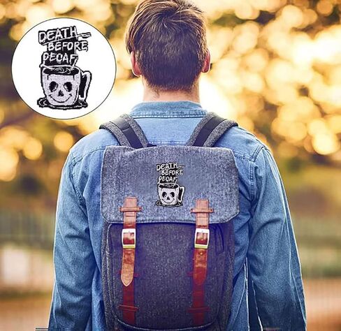 رقعة بتصميم جمجمة لكوب القهوة بعبارة «Death Before Decafy» بتصميم فاسق مضحك، ملصقات مزخرفة رائعة للملابس والسترات والحقائب ومستلزمات الخياطة التي تصنعها بنفسك in Kuwait