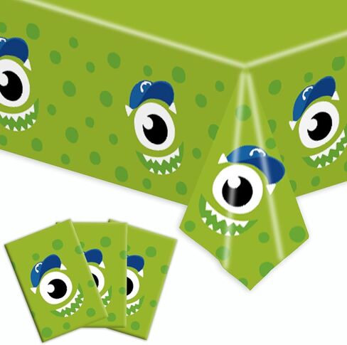 qwaerplpn 3pcs الوحش حزب مفرش المائدة الوحش الصغير موضوع عيد ميلاد حزب الزينة غطاء الطاولة البلاستيكية القابل للتصرف للوحش الأخضر عيد ميلاد حزب ديكور لوازم استحمام الطفل 86.6 × 51.1 بوصة in Kuwait