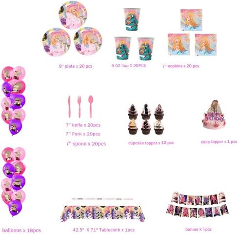 (153 PCS) Swift Singer Birthday Party Decorations Taylor Music Party Supplies Tableware Includes Banner, Balloons, Cupcake Toppers, Cake Topper, Plates ,Napkins, knives, Forks, Spoons, Tablecloth in Kuwait